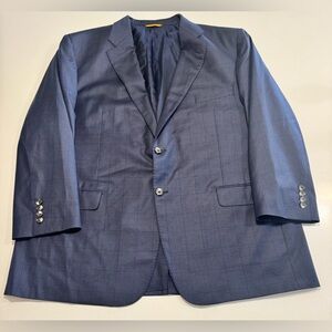 Hickey Freeman Men’s 48R 100% Wool Loro Piana blazer Navy Blue Check Made In USA